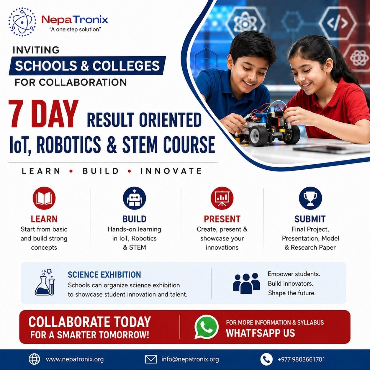 NepaTronix's 7-Day Result-Oriented IoT, Robotics & STEM Program for Schools and Colleges