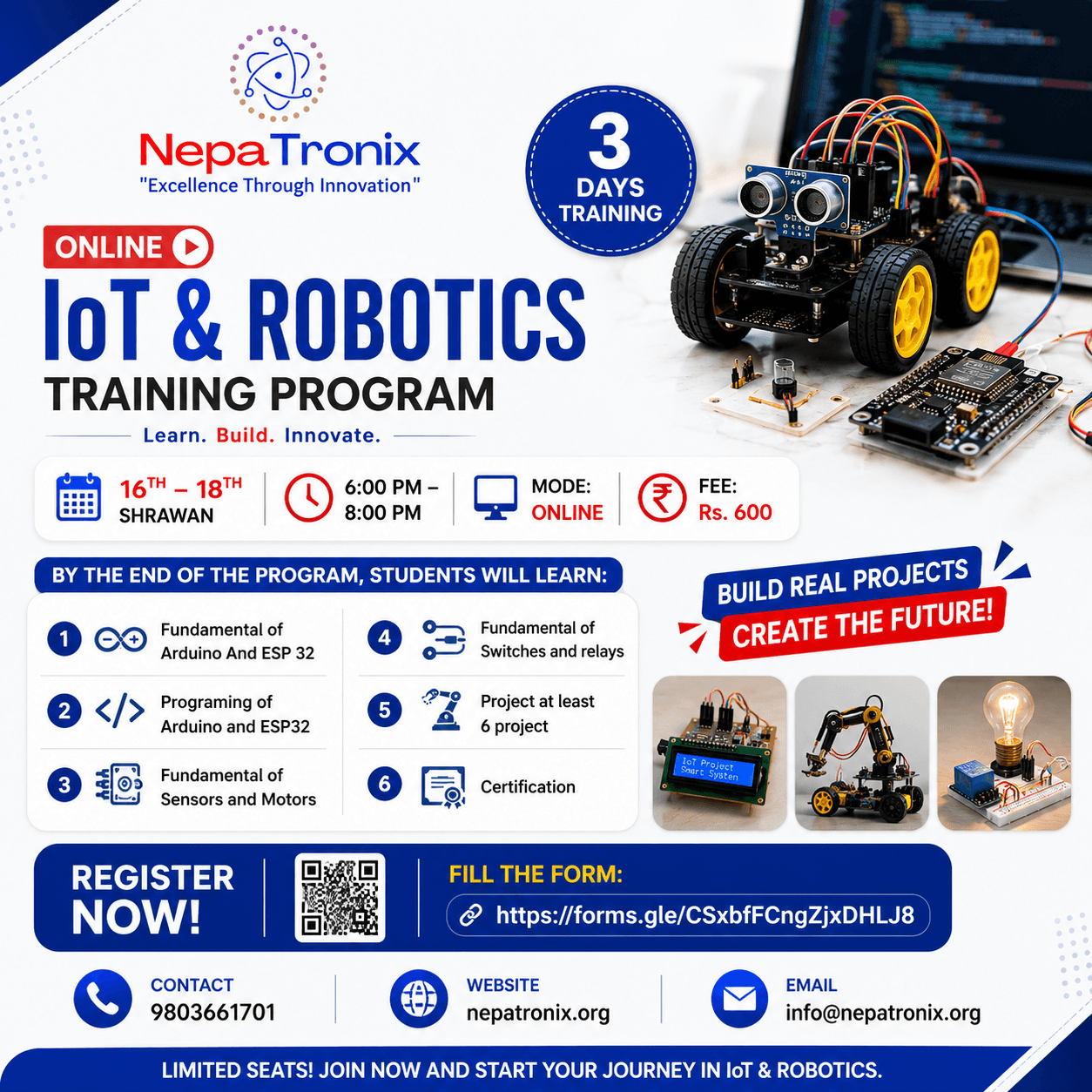 Online IoT & Robotics Training Program | Learn Arduino & ESP32 in 3 Days